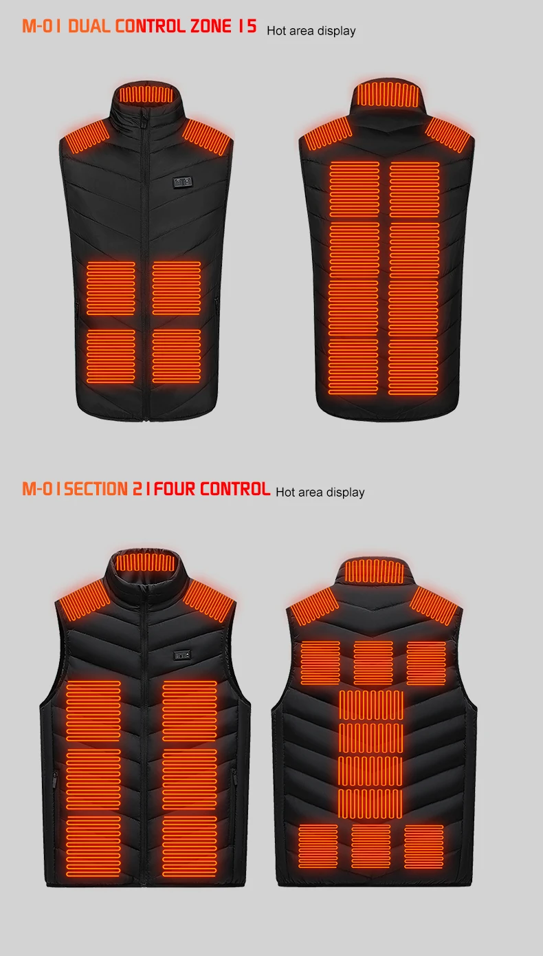 26 Areas Men's Heated Vest Jacket Heated Winter Women's Heated Jacket Thermal Vest Warmer Outdoor Sports Camping Hiking Jacket