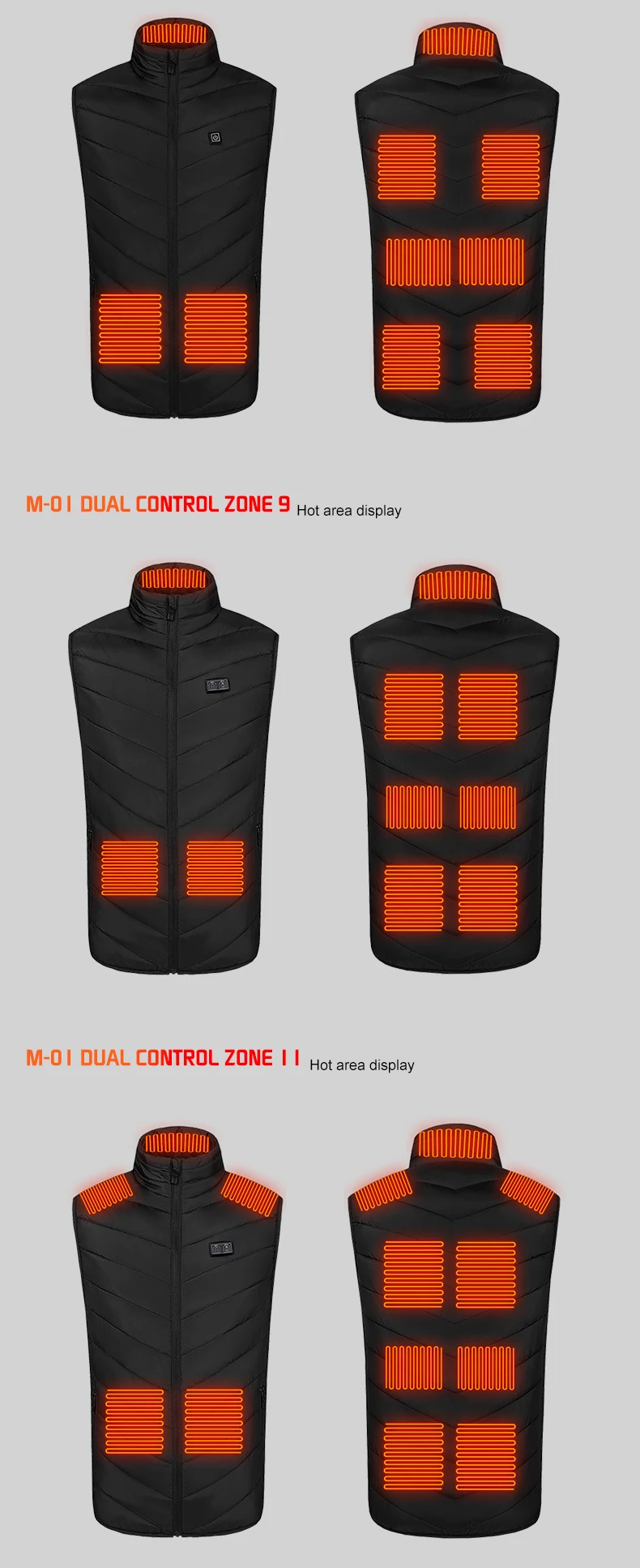 26 Areas Men's Heated Vest Jacket Heated Winter Women's Heated Jacket Thermal Vest Warmer Outdoor Sports Camping Hiking Jacket