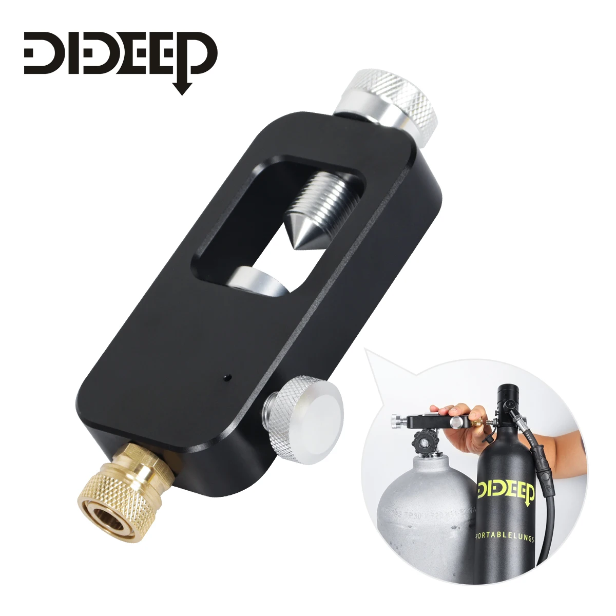 DIDEEP Mini Tank Inflation Device DIN Valve Scuba Adapter for HPA Scuba Fill Station,High Pressure Diving Cylinder Accessories