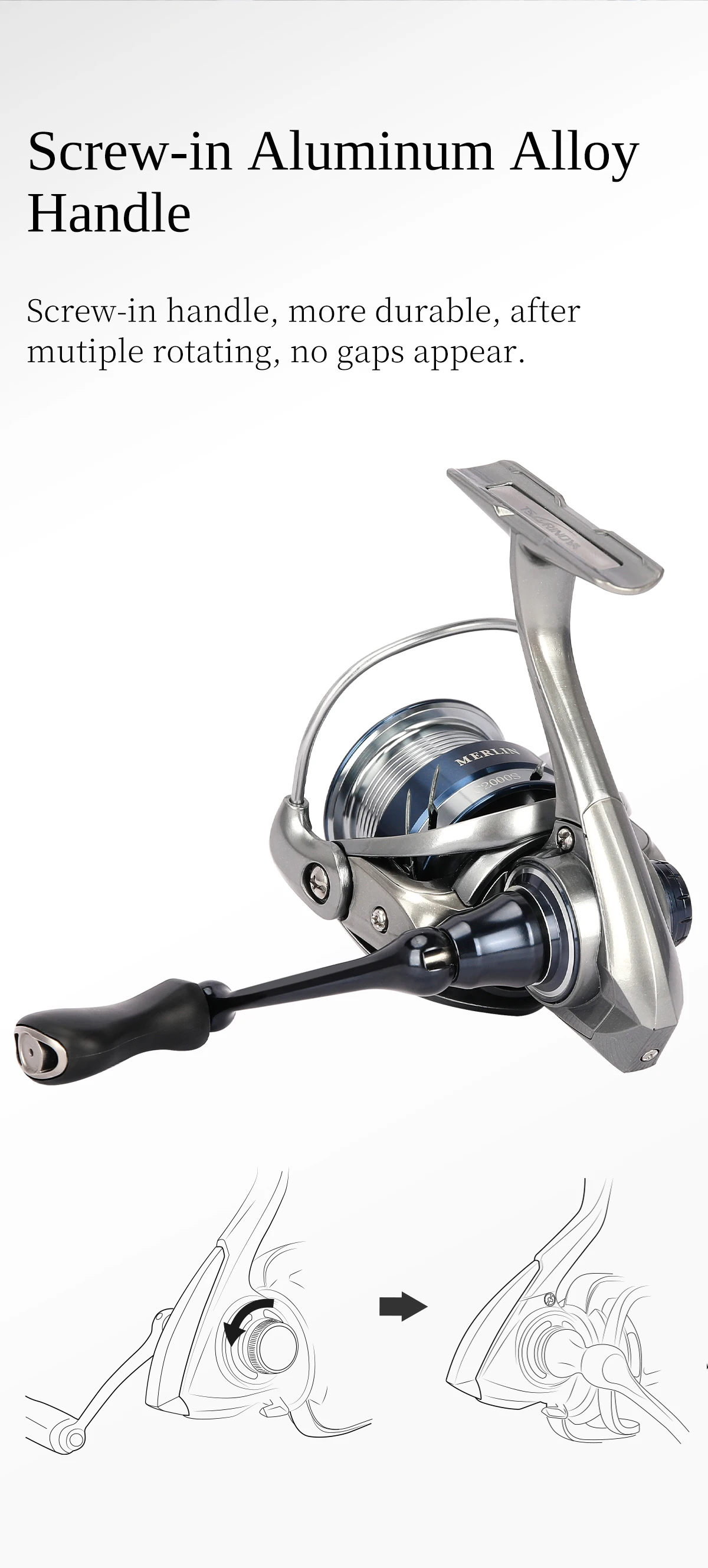 TSURINOYA Finesse MERLIN 1000 C2000S 165g METAL Spinning reel 5KG Max Drag Saltwater Reel Bass Pike Wheel