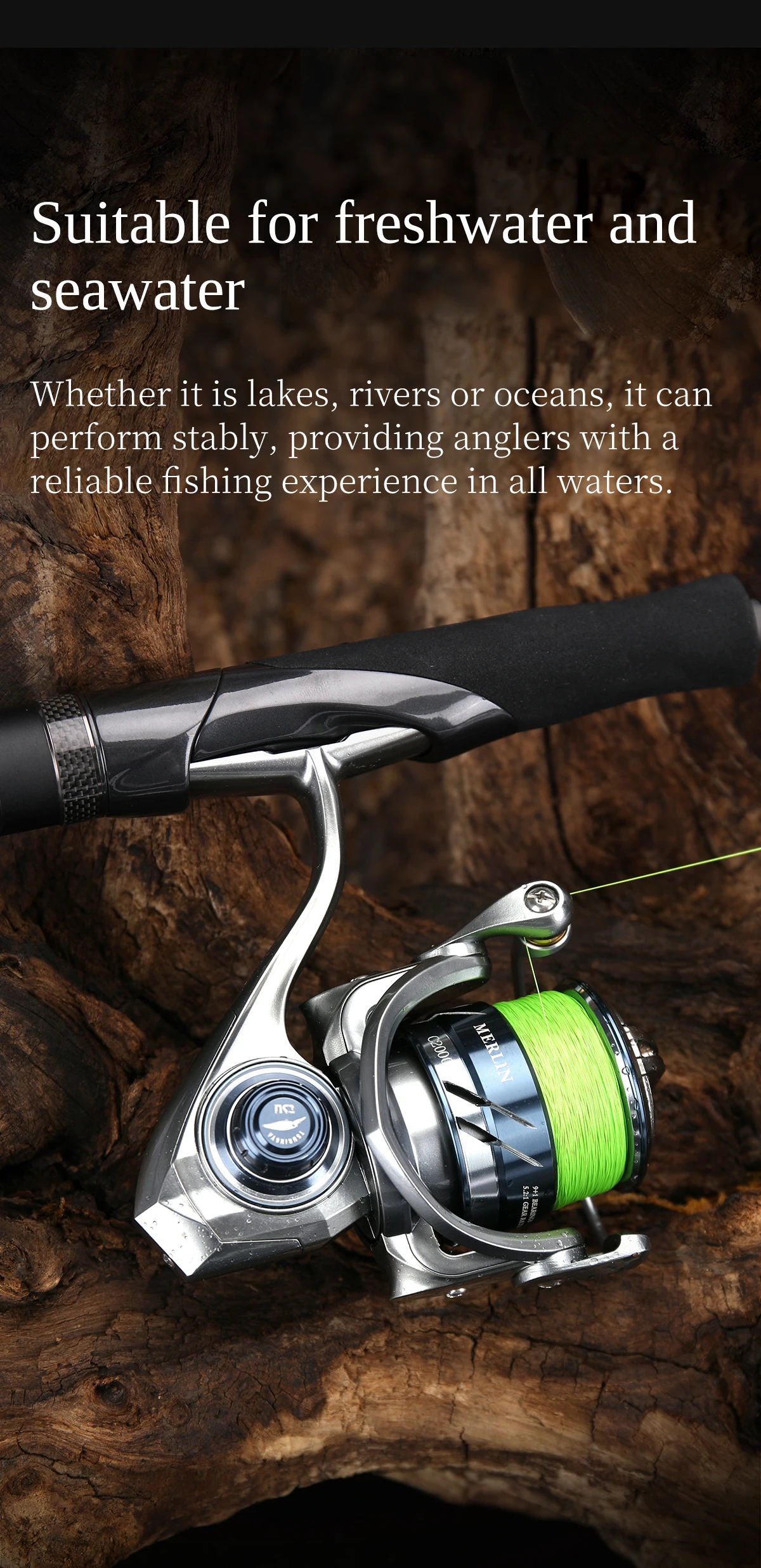 TSURINOYA Finesse MERLIN 1000 C2000S 165g METAL Spinning reel 5KG Max Drag Saltwater Reel Bass Pike Wheel