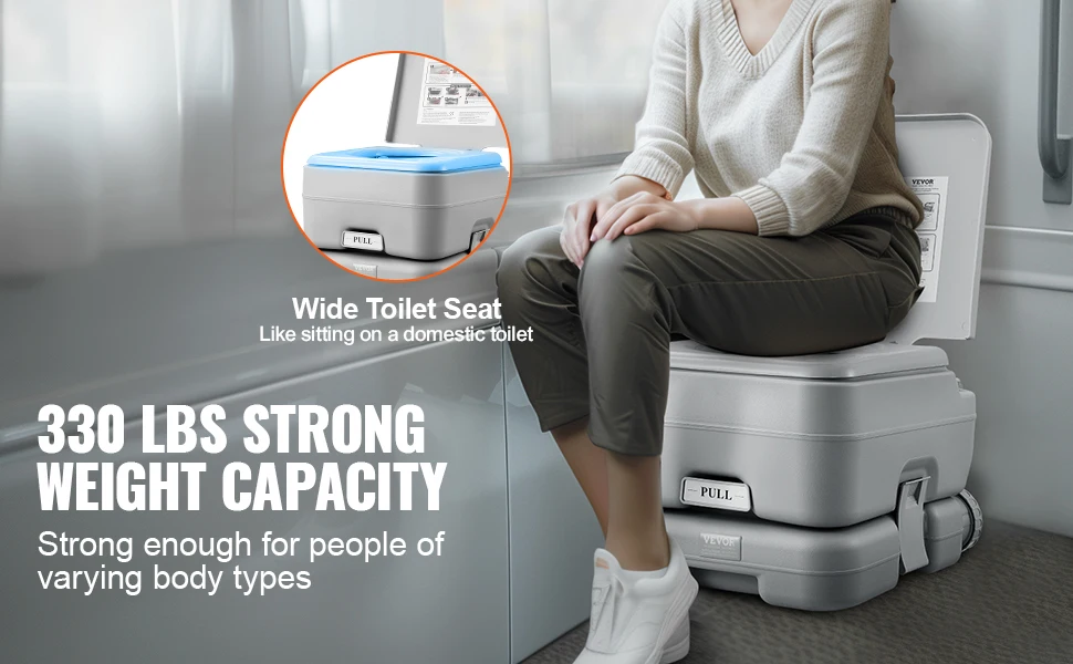 SucceBuy Portable Toilet for Camping with Carry Bag, RV Toilet with 3.2/5.3 Gal Waste Tank Push-Button Pressurized Flush Commode