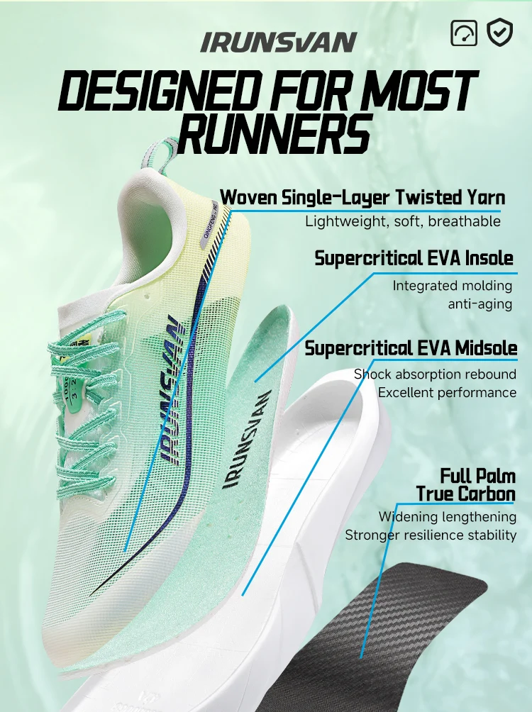IRUNSVAN Carbon Board Outdoor Running Shoes Marathon Running Shoes Sports Shoes Men's Shoes Track Shoes