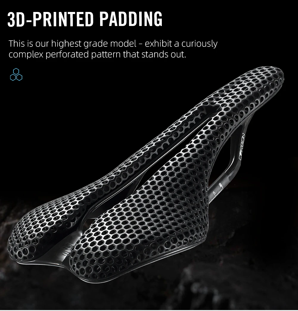 2026 RYET Carbon 3D Printed Bike Saddle, 145mm Light Road MTB Mountain Racing Bicycle Seat Cushion Cycling Seating Accessories
