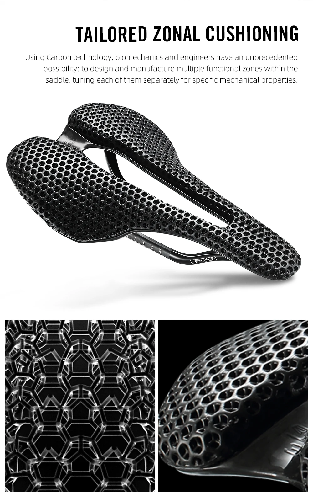 2026 RYET Carbon 3D Printed Bike Saddle, 145mm Light Road MTB Mountain Racing Bicycle Seat Cushion Cycling Seating Accessories