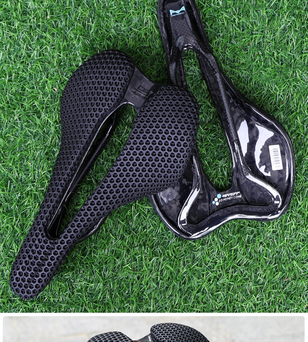 2026 RYET Carbon 3D Printed Bike Saddle, 145mm Light Road MTB Mountain Racing Bicycle Seat Cushion Cycling Seating Accessories