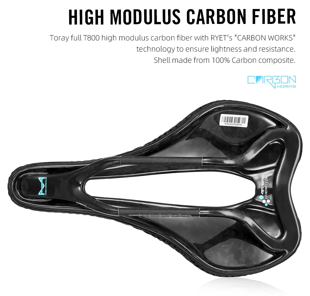 2026 RYET Carbon 3D Printed Bike Saddle, 145mm Light Road MTB Mountain Racing Bicycle Seat Cushion Cycling Seating Accessories