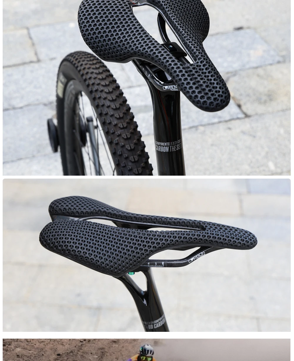 2026 RYET Carbon 3D Printed Bike Saddle, 145mm Light Road MTB Mountain Racing Bicycle Seat Cushion Cycling Seating Accessories