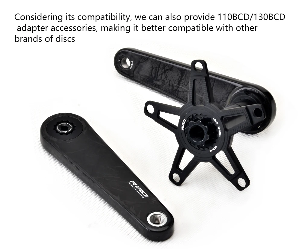 RIRO Carbon Fiber Road Crankset 29MM 50-34/52-36/53-39T Compatible with 11/12 Speed Shimano Direct Mount /110/130BCD Chainrings