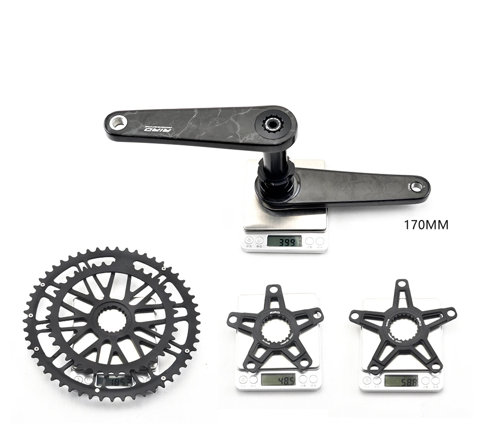RIRO Carbon Fiber Road Crankset 29MM 50-34/52-36/53-39T Compatible with 11/12 Speed Shimano Direct Mount /110/130BCD Chainrings