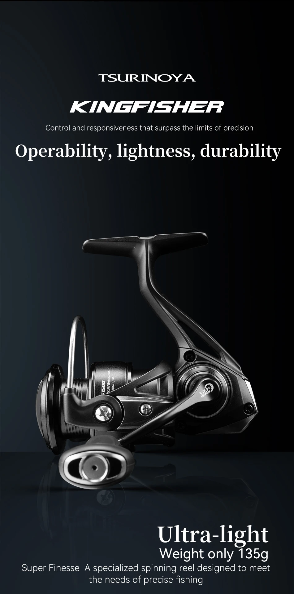 TSURINOYA Carbon Spinning Fishing Reel Kingfisher 800S 1000 1500 1500s Ultralight Weight 135g 10+1BB MicroLure Stream Trout Reel