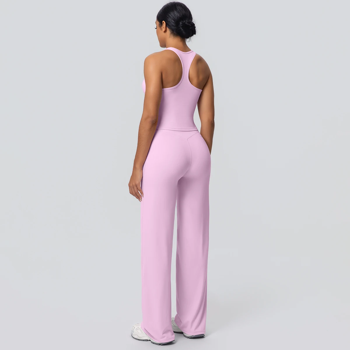 Women's Sports Yoga Set Gym Quick Drying Peach Butt Yoga Pants Solid Color Slim Beautiful Back I-shaped Vest Yoga Set