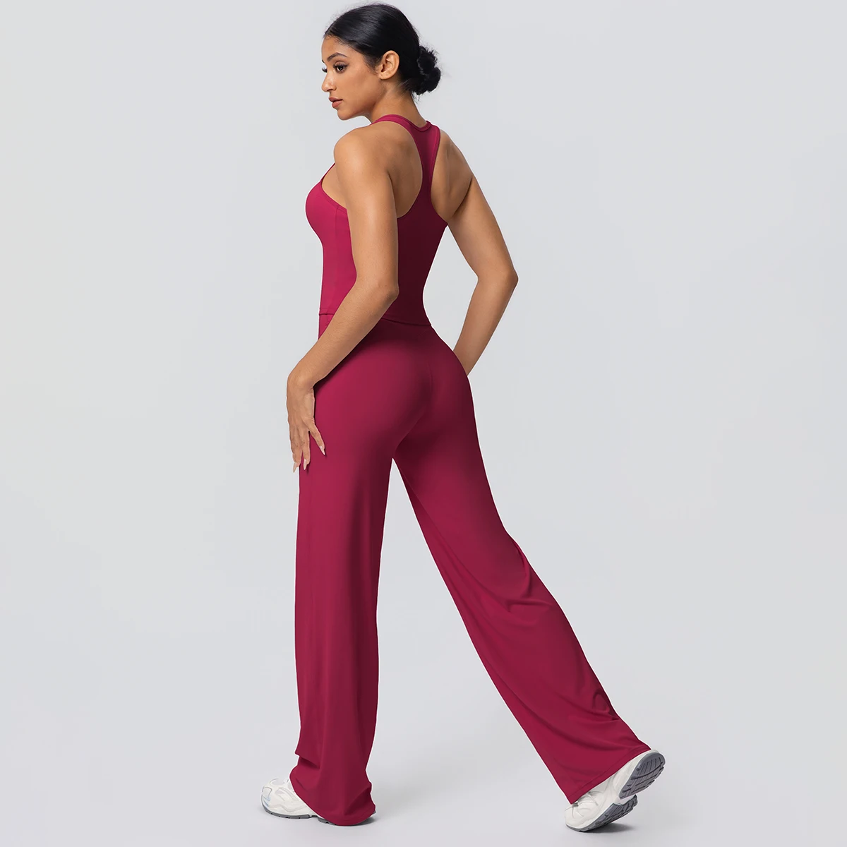 Women's Sports Yoga Set Gym Quick Drying Peach Butt Yoga Pants Solid Color Slim Beautiful Back I-shaped Vest Yoga Set