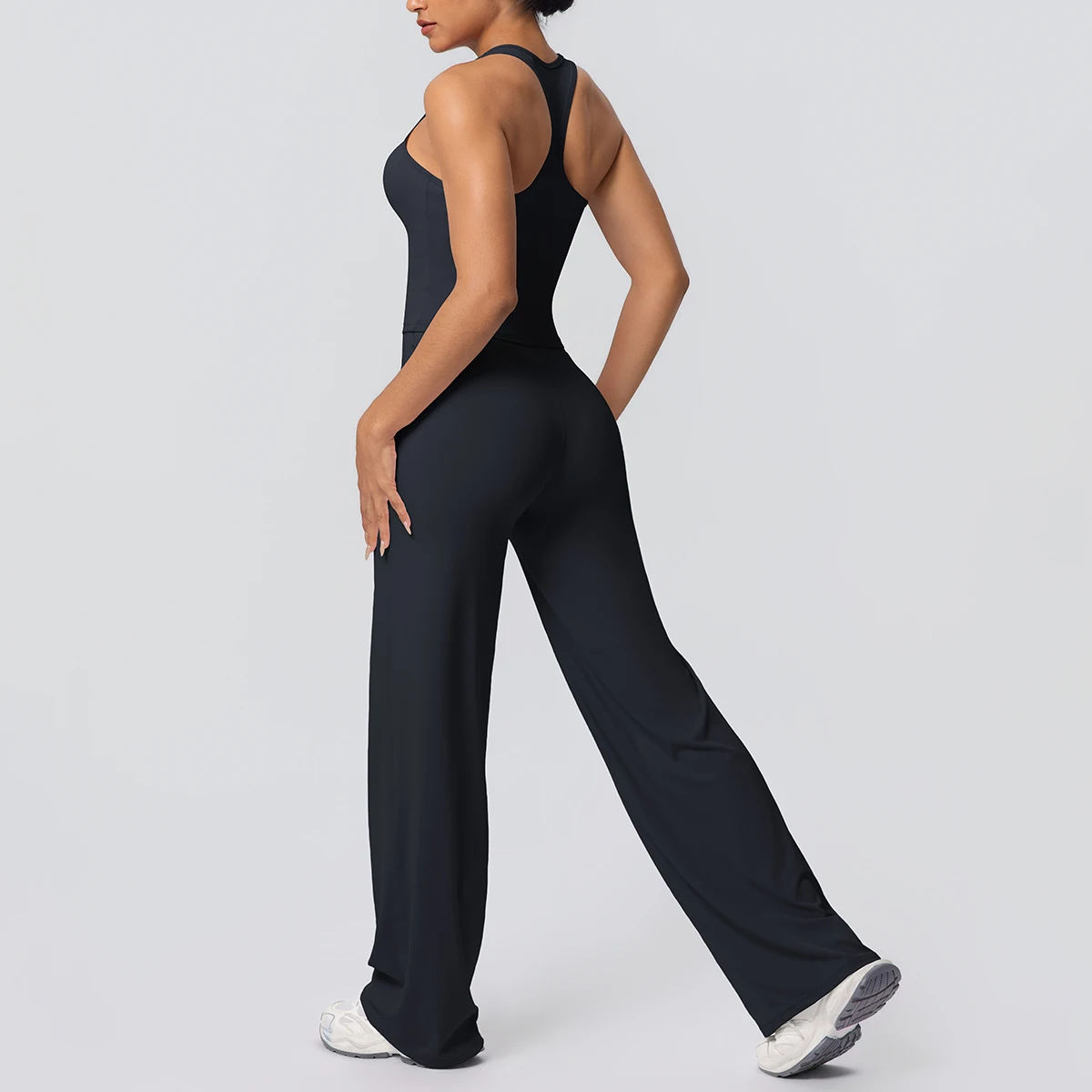 Women's Sports Yoga Set Gym Quick Drying Peach Butt Yoga Pants Solid Color Slim Beautiful Back I-shaped Vest Yoga Set