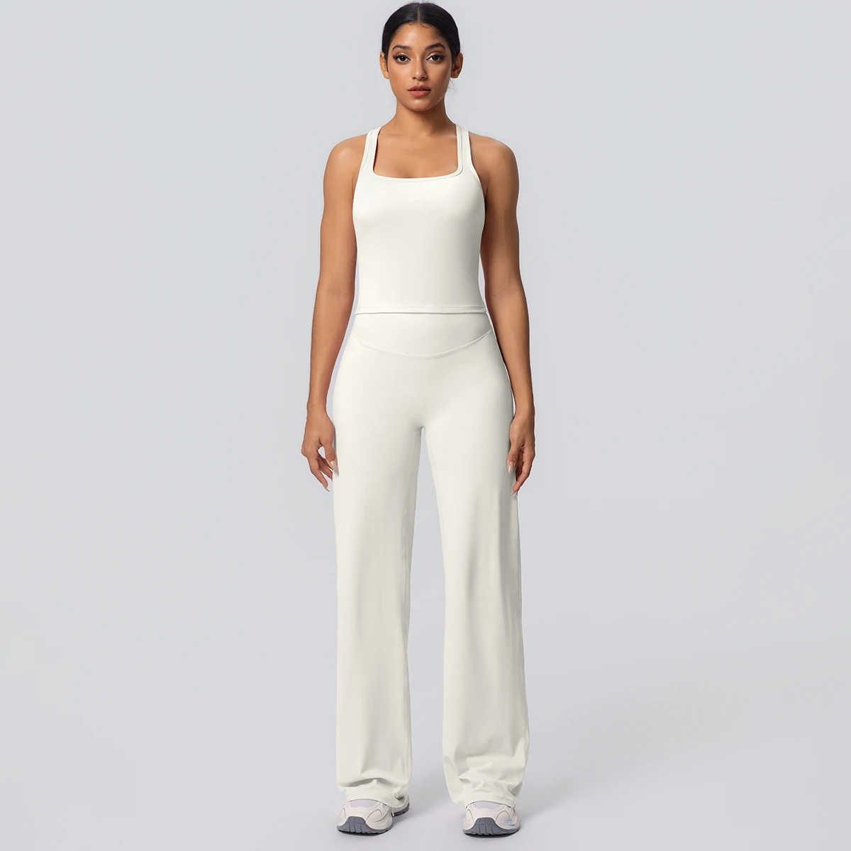 Women's Sports Yoga Set Gym Quick Drying Peach Butt Yoga Pants Solid Color Slim Beautiful Back I-shaped Vest Yoga Set