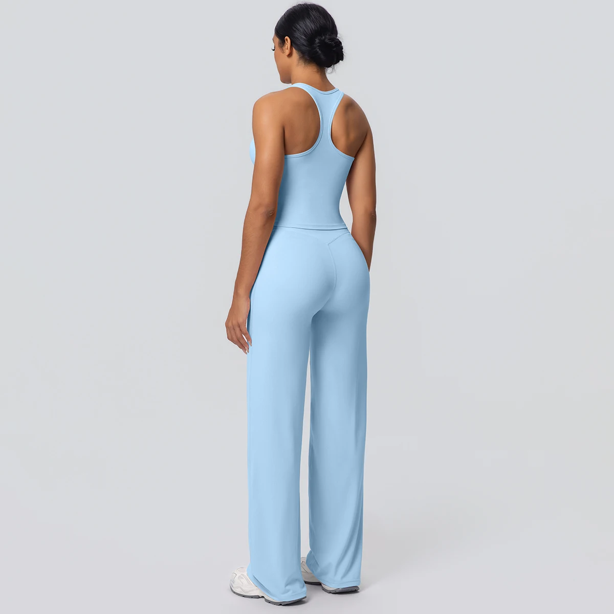 Women's Sports Yoga Set Gym Quick Drying Peach Butt Yoga Pants Solid Color Slim Beautiful Back I-shaped Vest Yoga Set