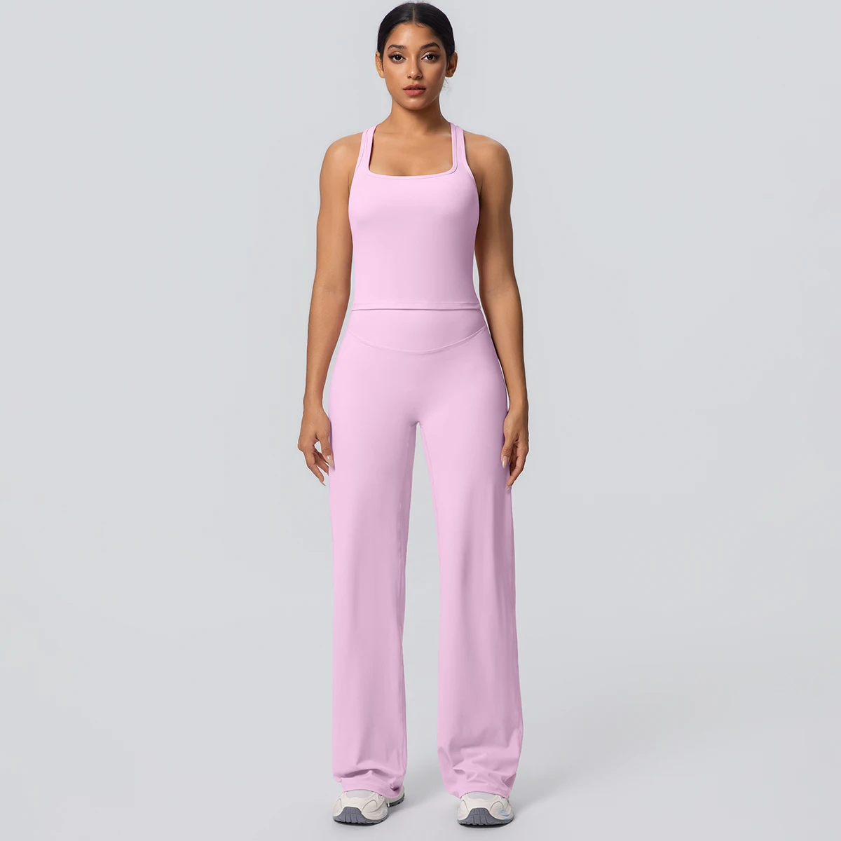 Women's Sports Yoga Set Gym Quick Drying Peach Butt Yoga Pants Solid Color Slim Beautiful Back I-shaped Vest Yoga Set