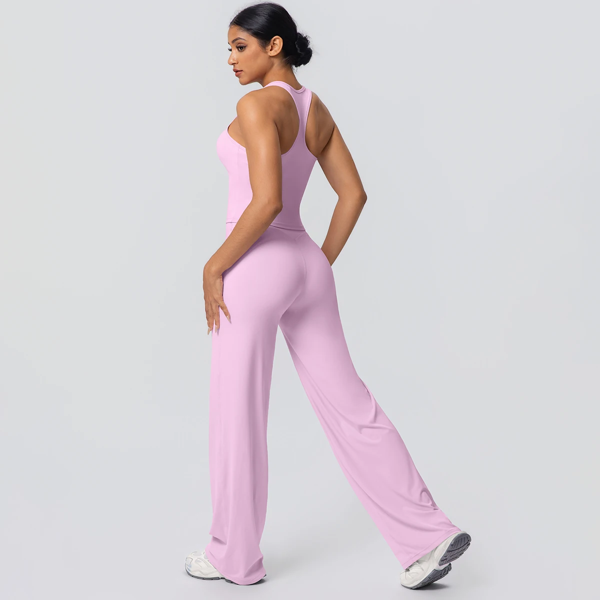 Women's Sports Yoga Set Gym Quick Drying Peach Butt Yoga Pants Solid Color Slim Beautiful Back I-shaped Vest Yoga Set