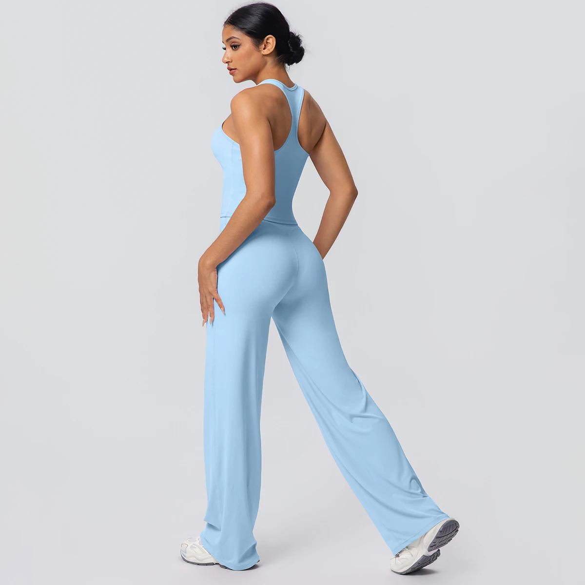 Women's Sports Yoga Set Gym Quick Drying Peach Butt Yoga Pants Solid Color Slim Beautiful Back I-shaped Vest Yoga Set