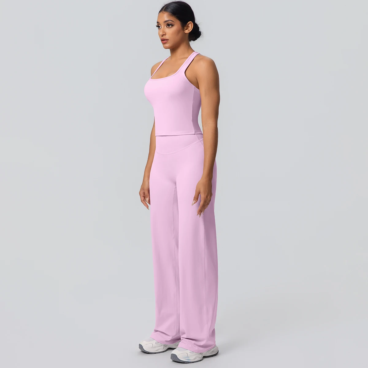 Women's Sports Yoga Set Gym Quick Drying Peach Butt Yoga Pants Solid Color Slim Beautiful Back I-shaped Vest Yoga Set