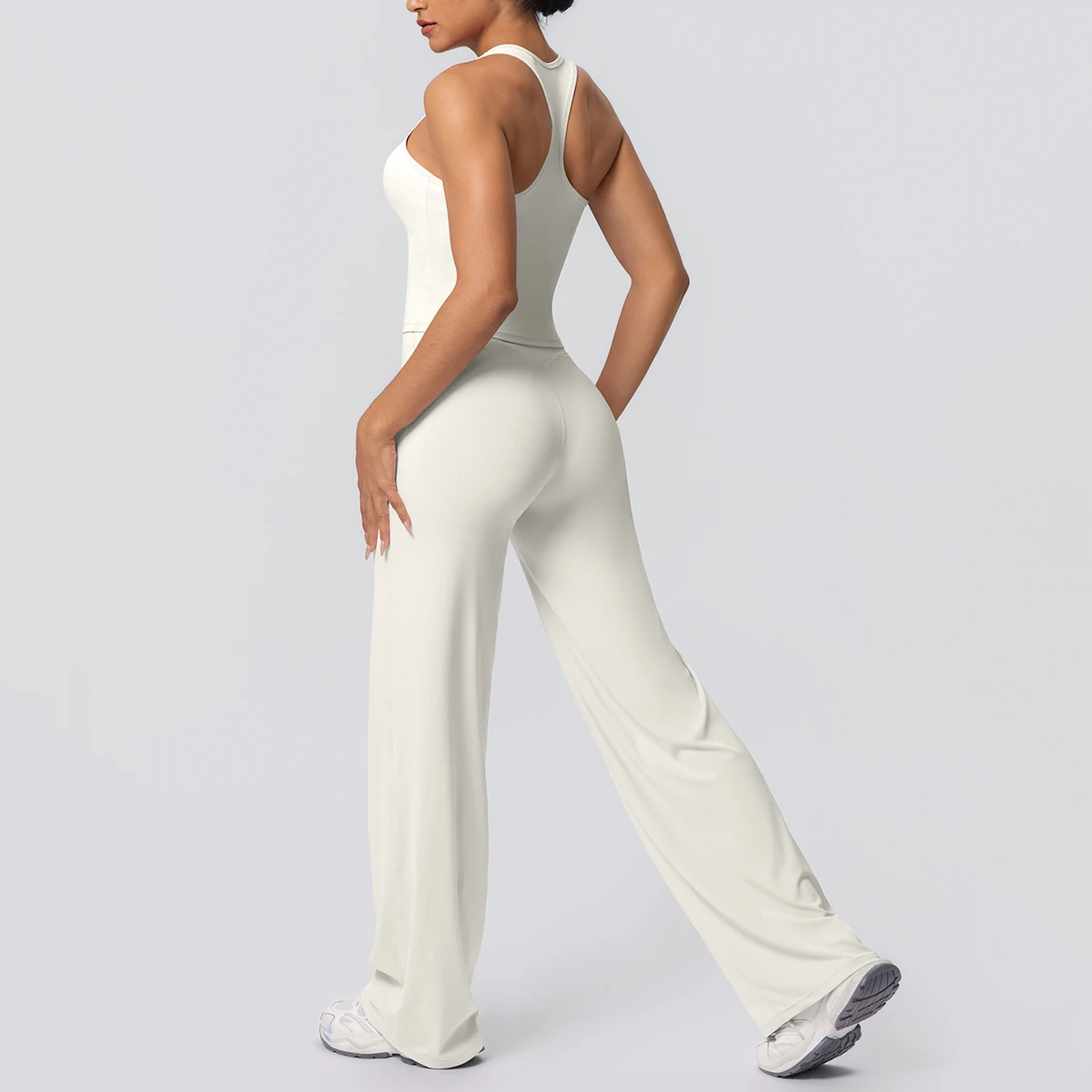 Women's Sports Yoga Set Gym Quick Drying Peach Butt Yoga Pants Solid Color Slim Beautiful Back I-shaped Vest Yoga Set