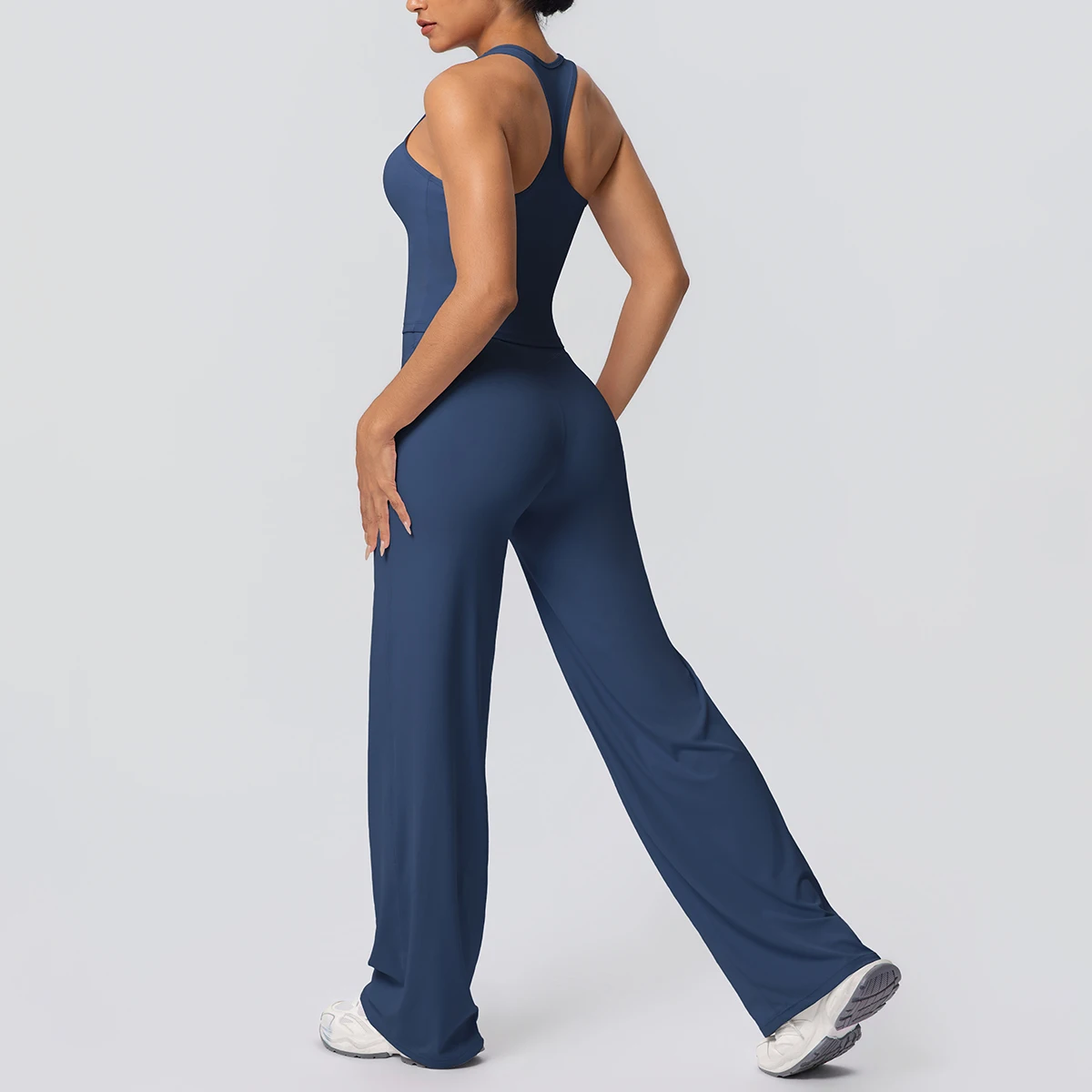 Women's Sports Yoga Set Gym Quick Drying Peach Butt Yoga Pants Solid Color Slim Beautiful Back I-shaped Vest Yoga Set