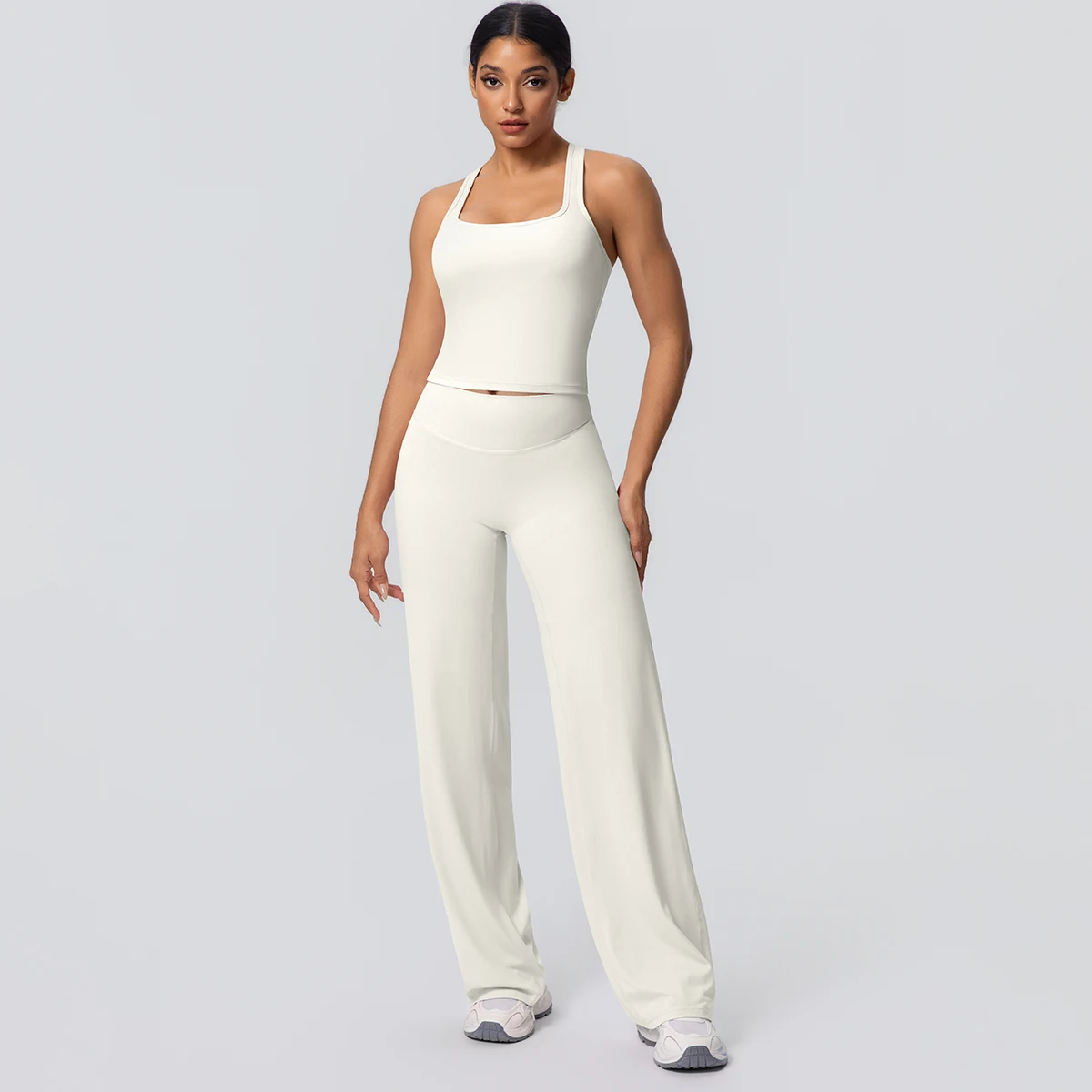Women's Sports Yoga Set Gym Quick Drying Peach Butt Yoga Pants Solid Color Slim Beautiful Back I-shaped Vest Yoga Set
