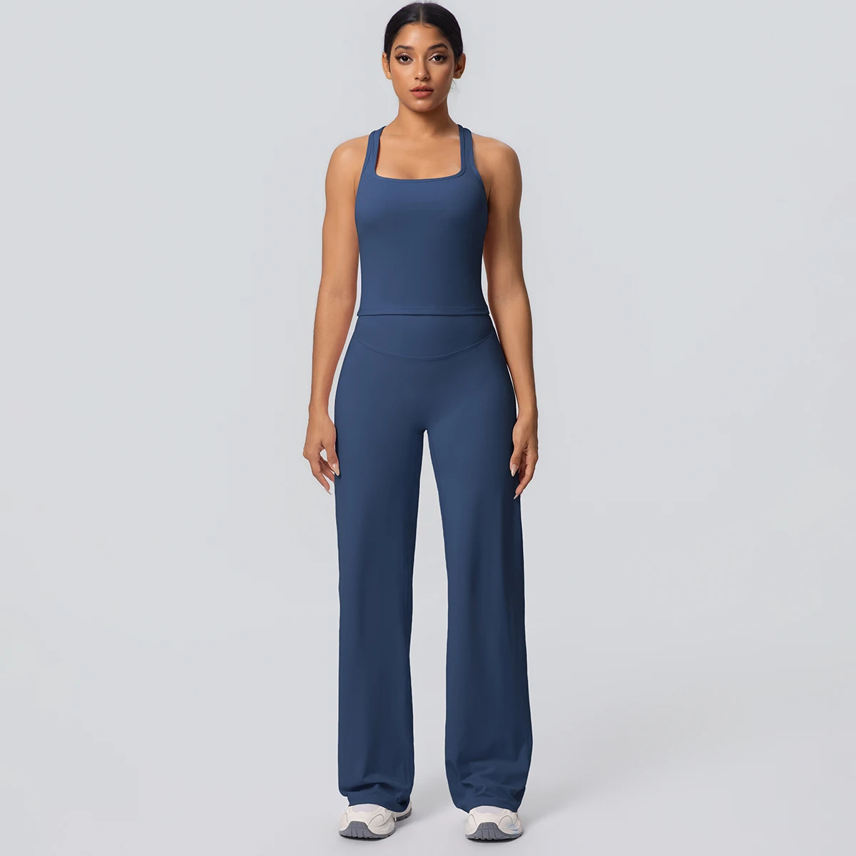 Women's Sports Yoga Set Gym Quick Drying Peach Butt Yoga Pants Solid Color Slim Beautiful Back I-shaped Vest Yoga Set