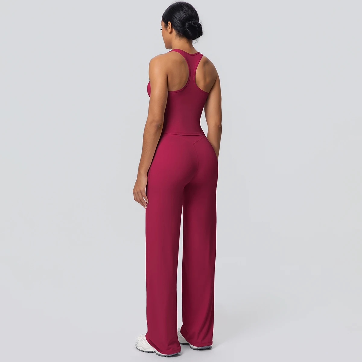 Women's Sports Yoga Set Gym Quick Drying Peach Butt Yoga Pants Solid Color Slim Beautiful Back I-shaped Vest Yoga Set