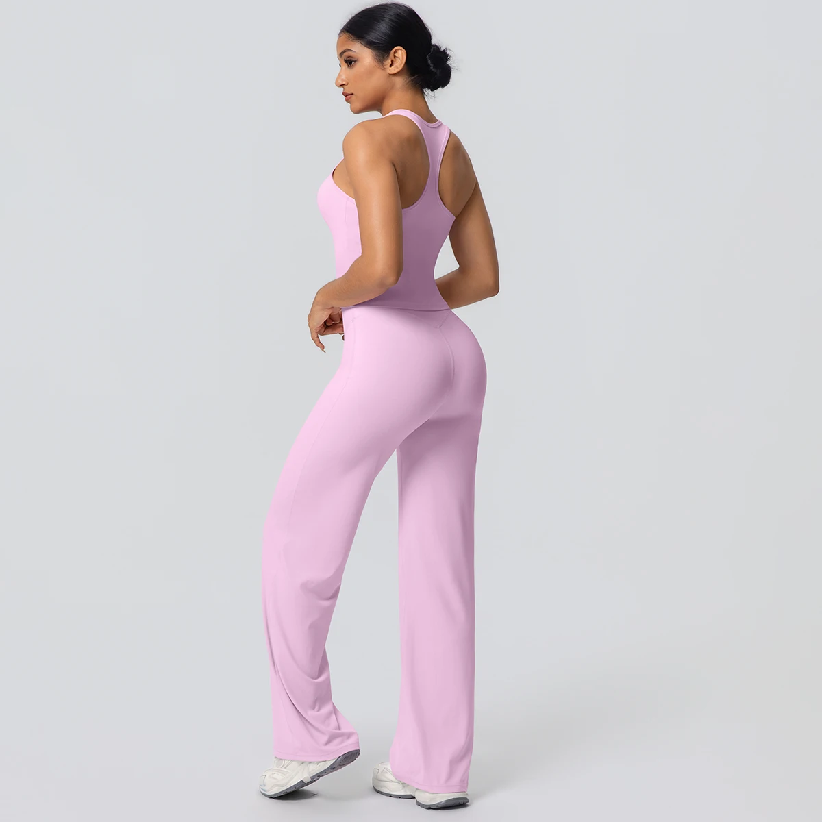 Women's Sports Yoga Set Gym Quick Drying Peach Butt Yoga Pants Solid Color Slim Beautiful Back I-shaped Vest Yoga Set