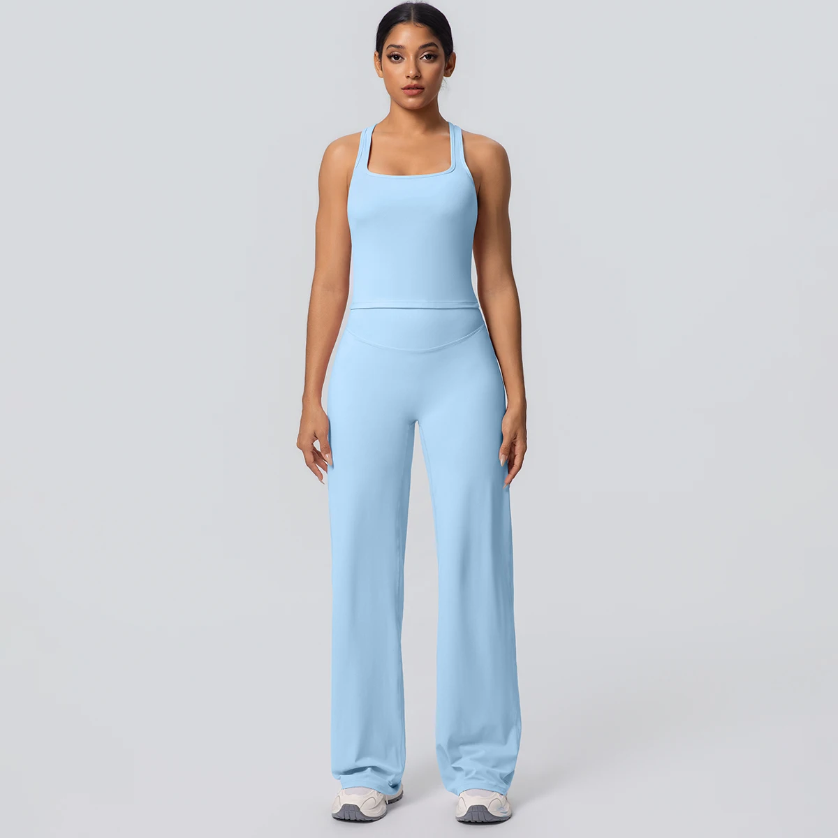 Women's Sports Yoga Set Gym Quick Drying Peach Butt Yoga Pants Solid Color Slim Beautiful Back I-shaped Vest Yoga Set