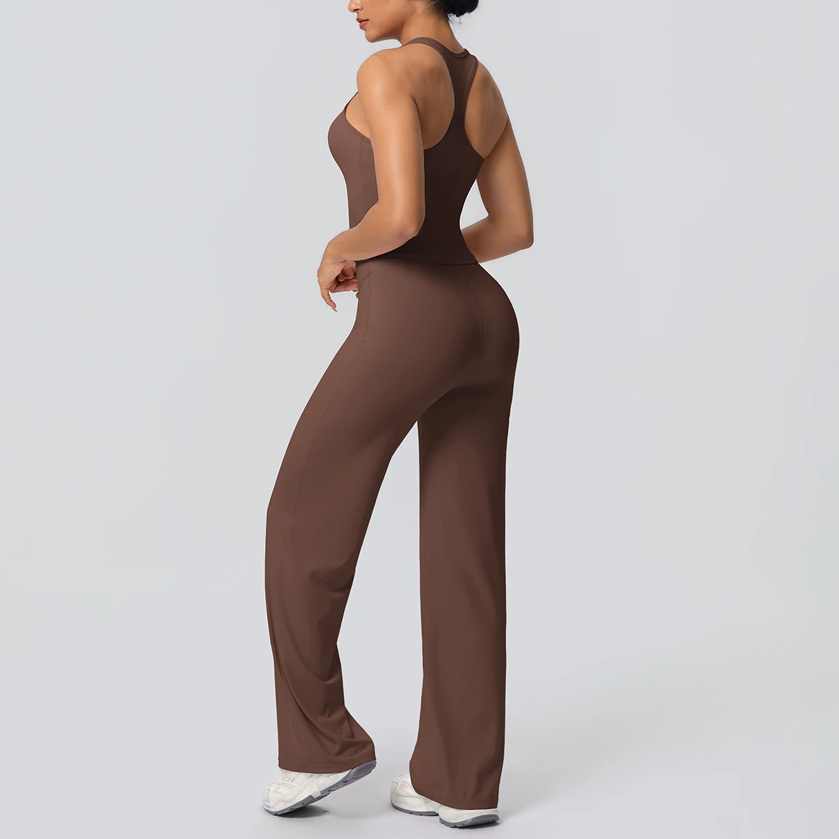 Women's Sports Yoga Set Gym Quick Drying Peach Butt Yoga Pants Solid Color Slim Beautiful Back I-shaped Vest Yoga Set