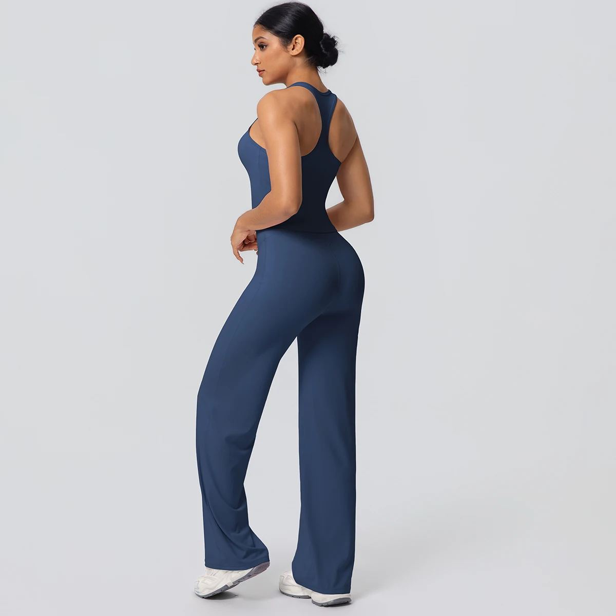 Women's Sports Yoga Set Gym Quick Drying Peach Butt Yoga Pants Solid Color Slim Beautiful Back I-shaped Vest Yoga Set