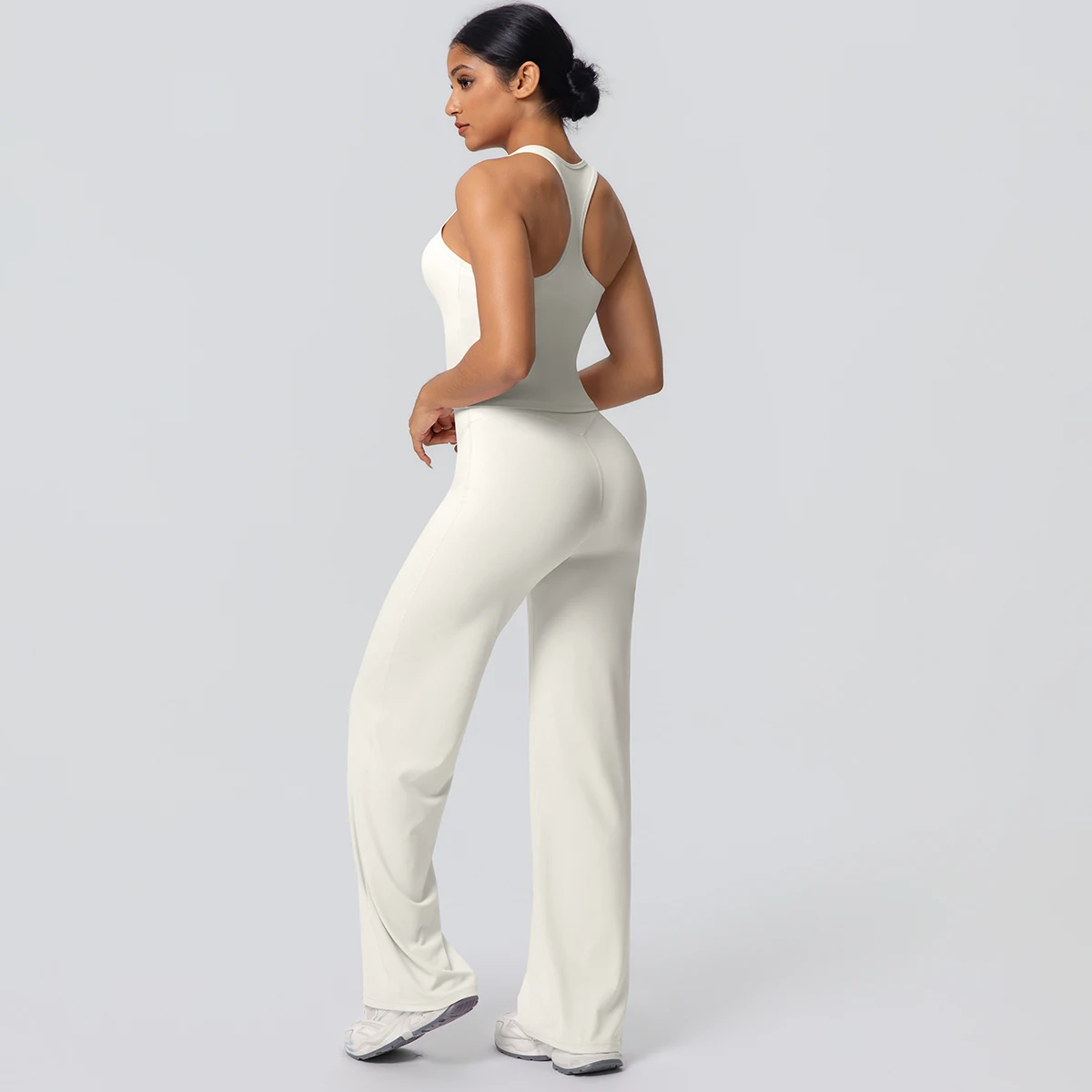 Women's Sports Yoga Set Gym Quick Drying Peach Butt Yoga Pants Solid Color Slim Beautiful Back I-shaped Vest Yoga Set