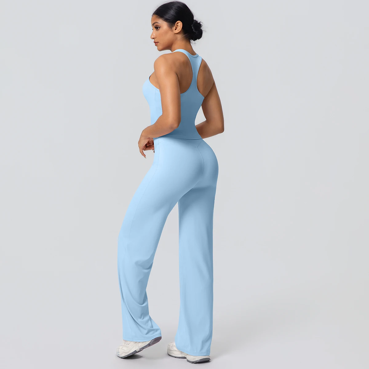 Women's Sports Yoga Set Gym Quick Drying Peach Butt Yoga Pants Solid Color Slim Beautiful Back I-shaped Vest Yoga Set