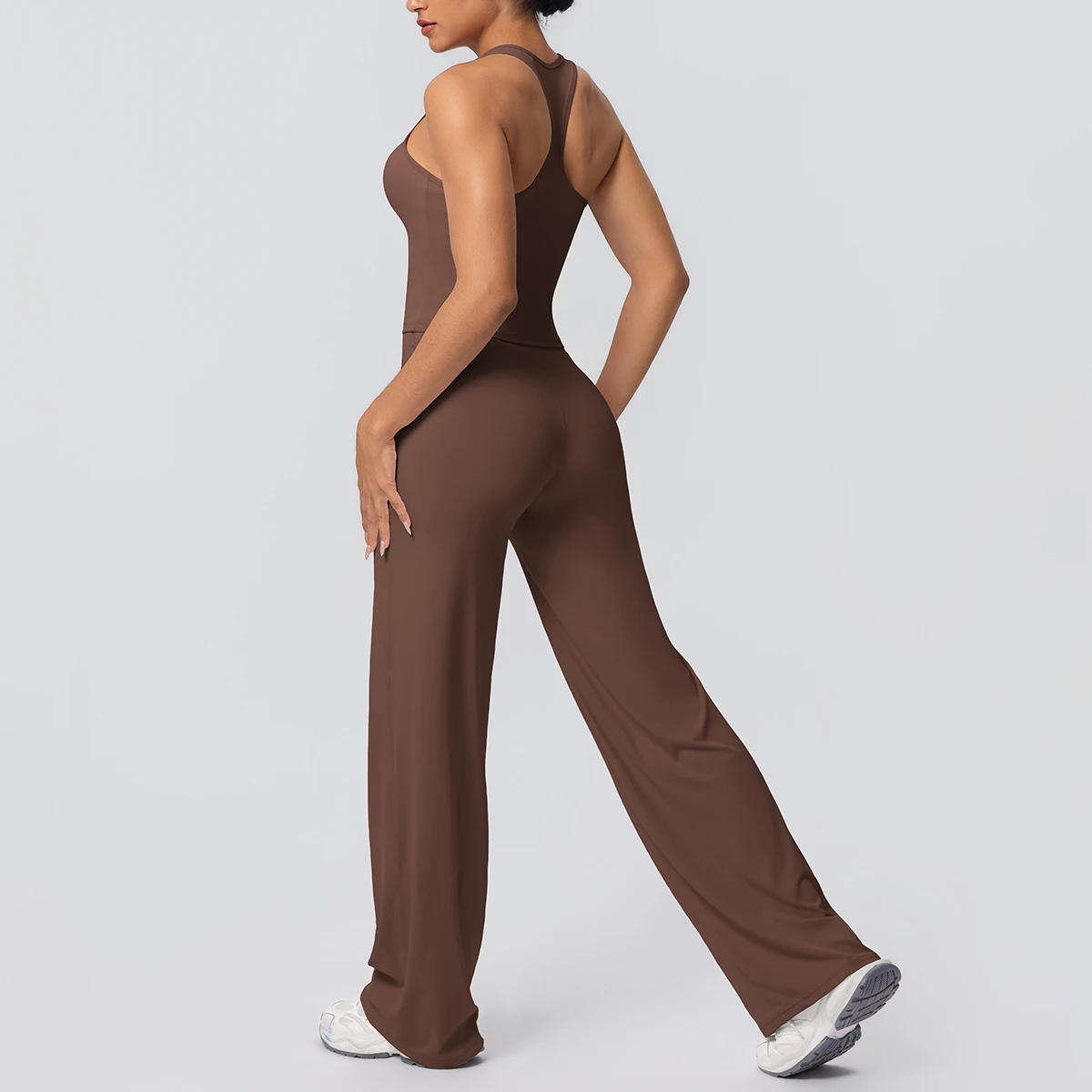 Women's Sports Yoga Set Gym Quick Drying Peach Butt Yoga Pants Solid Color Slim Beautiful Back I-shaped Vest Yoga Set