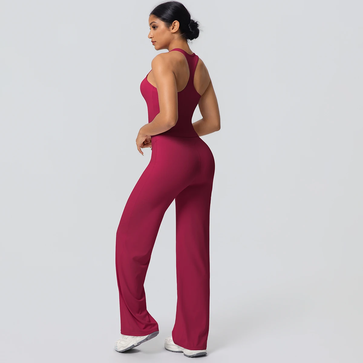 Women's Sports Yoga Set Gym Quick Drying Peach Butt Yoga Pants Solid Color Slim Beautiful Back I-shaped Vest Yoga Set