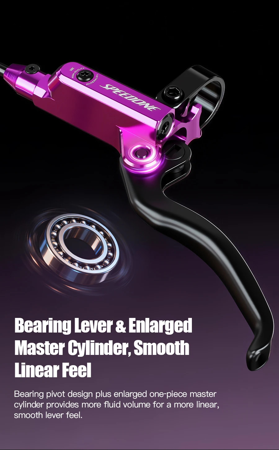 SPEEDONE Bicycle MTB Hydraulic Brake Aluminum Alloy Caliper 2 Piston Brake Brake Set Post Mount Bicycle Mineral Oil Disc Brake