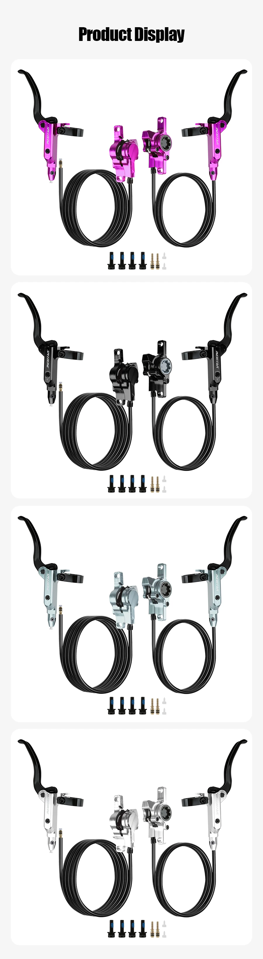 SPEEDONE Bicycle MTB Hydraulic Brake Aluminum Alloy Caliper 2 Piston Brake Brake Set Post Mount Bicycle Mineral Oil Disc Brake
