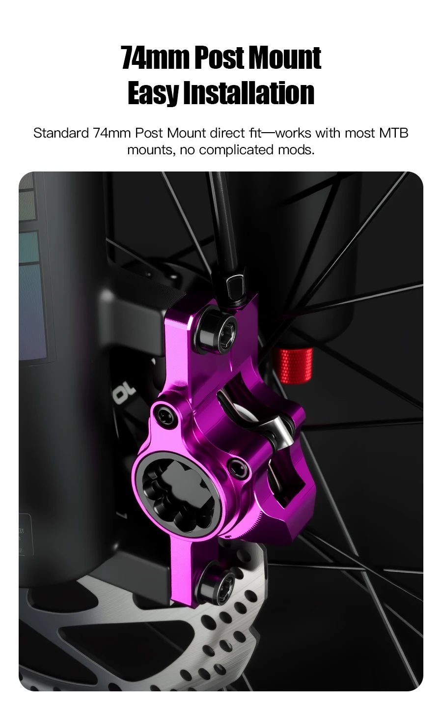 SPEEDONE Bicycle MTB Hydraulic Brake Aluminum Alloy Caliper 2 Piston Brake Brake Set Post Mount Bicycle Mineral Oil Disc Brake