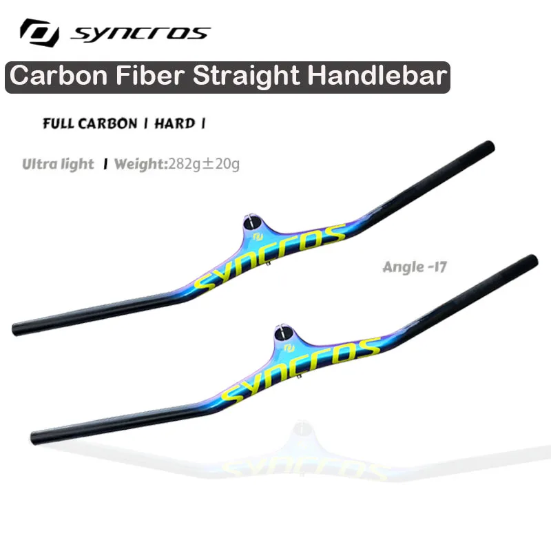 Syncros Carbon Integrated MTB Cockpit Handlebar Bicycle -17° Angle With 60/70/80/90/100mm Stem MTB Bike Frame Bicycle Parts