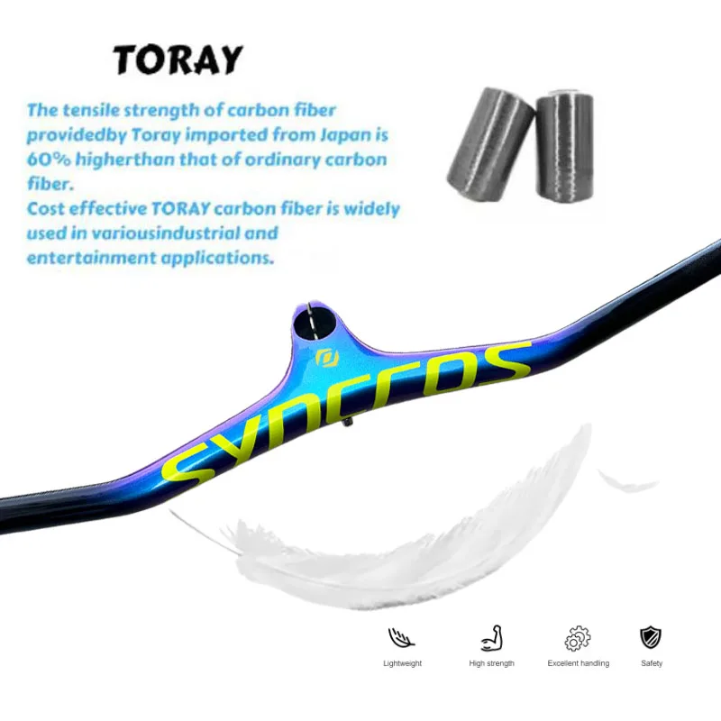 Syncros Carbon Integrated MTB Cockpit Handlebar Bicycle -17° Angle With 60/70/80/90/100mm Stem MTB Bike Frame Bicycle Parts
