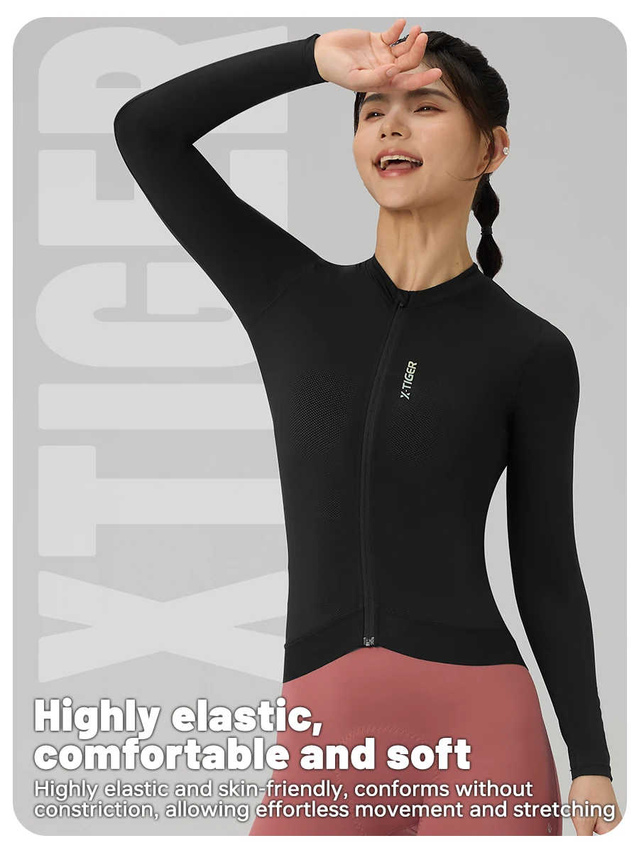 X-TIGER Women's Cycling Jersey Road Bike Jersey UV Protective Long Sleeve MTB Cycling Clothing Breathable
