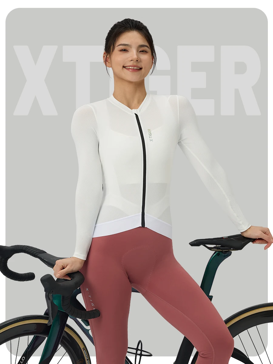 X-TIGER Women's Cycling Jersey Road Bike Jersey UV Protective Long Sleeve MTB Cycling Clothing Breathable