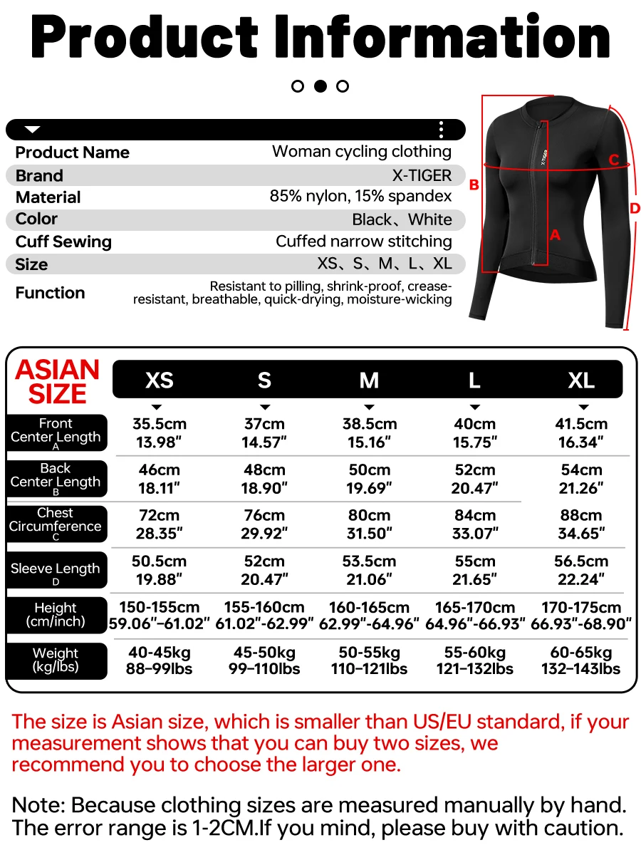 X-TIGER Women's Cycling Jersey Road Bike Jersey UV Protective Long Sleeve MTB Cycling Clothing Breathable