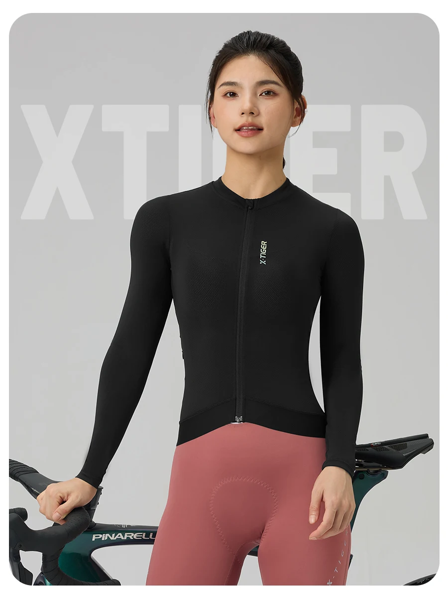 X-TIGER Women's Cycling Jersey Road Bike Jersey UV Protective Long Sleeve MTB Cycling Clothing Breathable