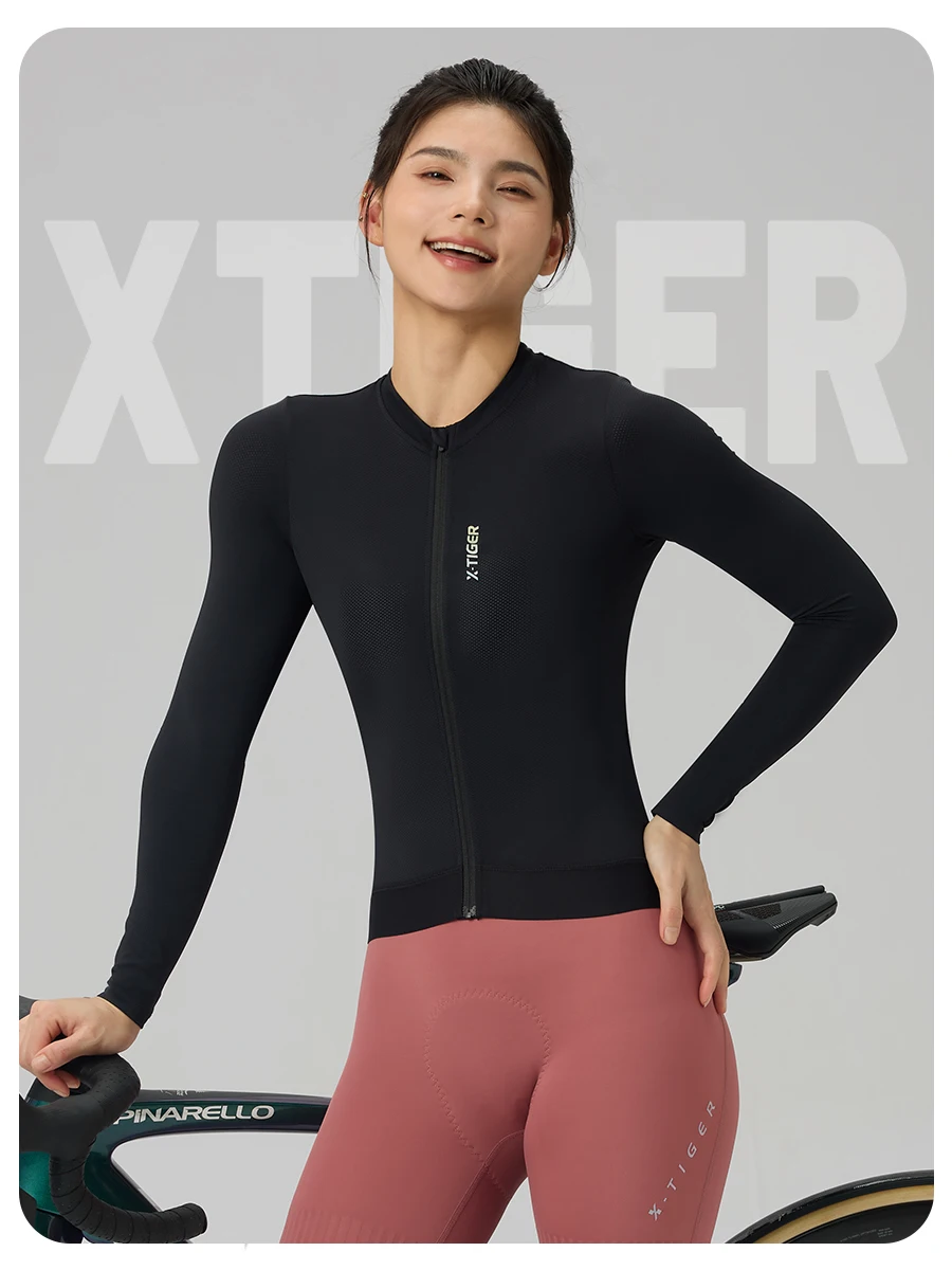 X-TIGER Women's Cycling Jersey Road Bike Jersey UV Protective Long Sleeve MTB Cycling Clothing Breathable