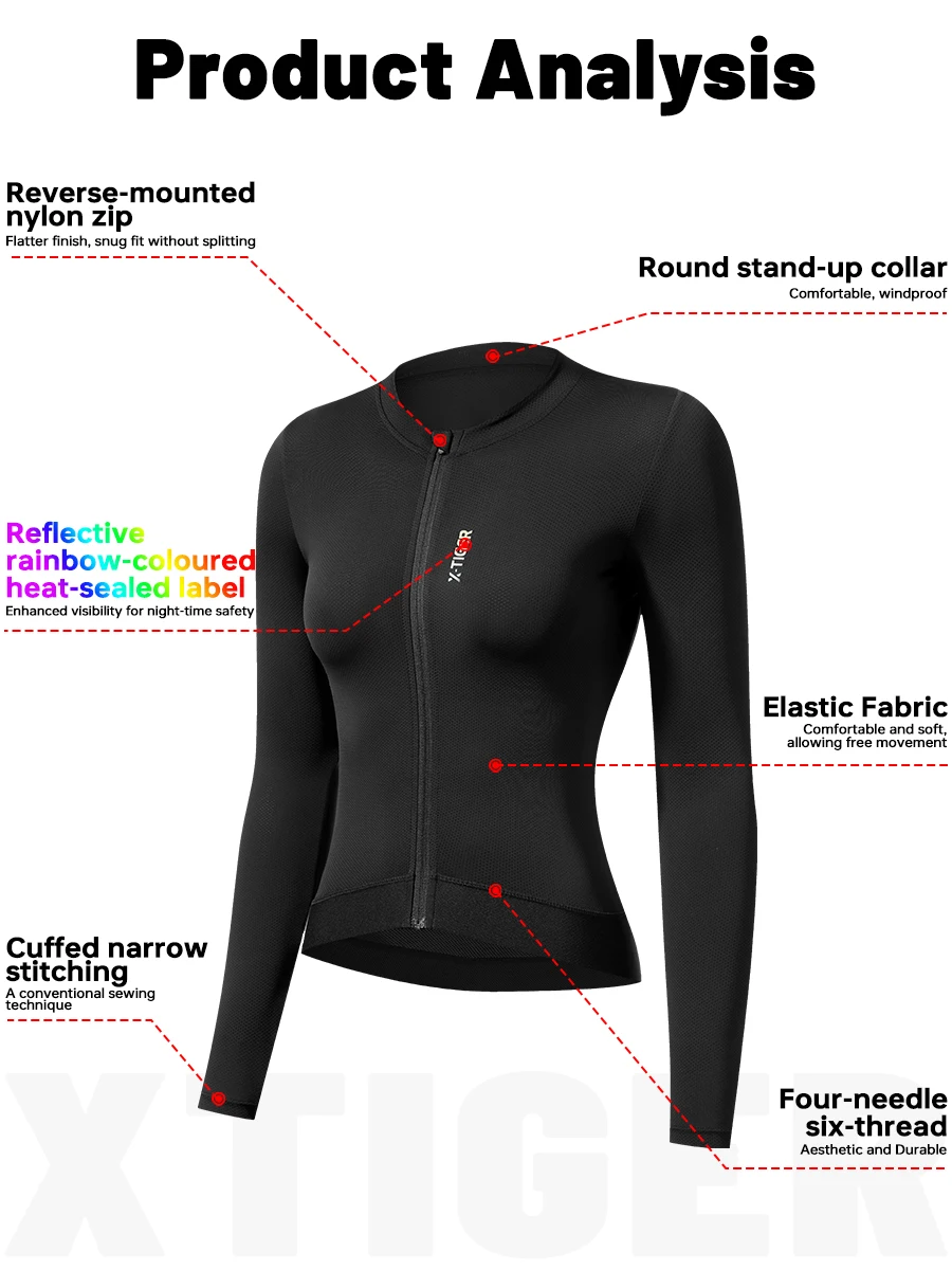 X-TIGER Women's Cycling Jersey Road Bike Jersey UV Protective Long Sleeve MTB Cycling Clothing Breathable