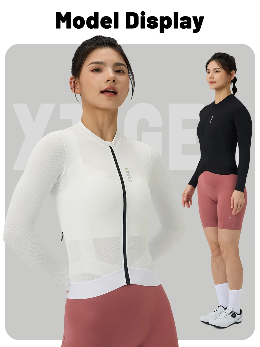 X-TIGER Women's Cycling Jersey Road Bike Jersey UV Protective Long Sleeve MTB Cycling Clothing Breathable