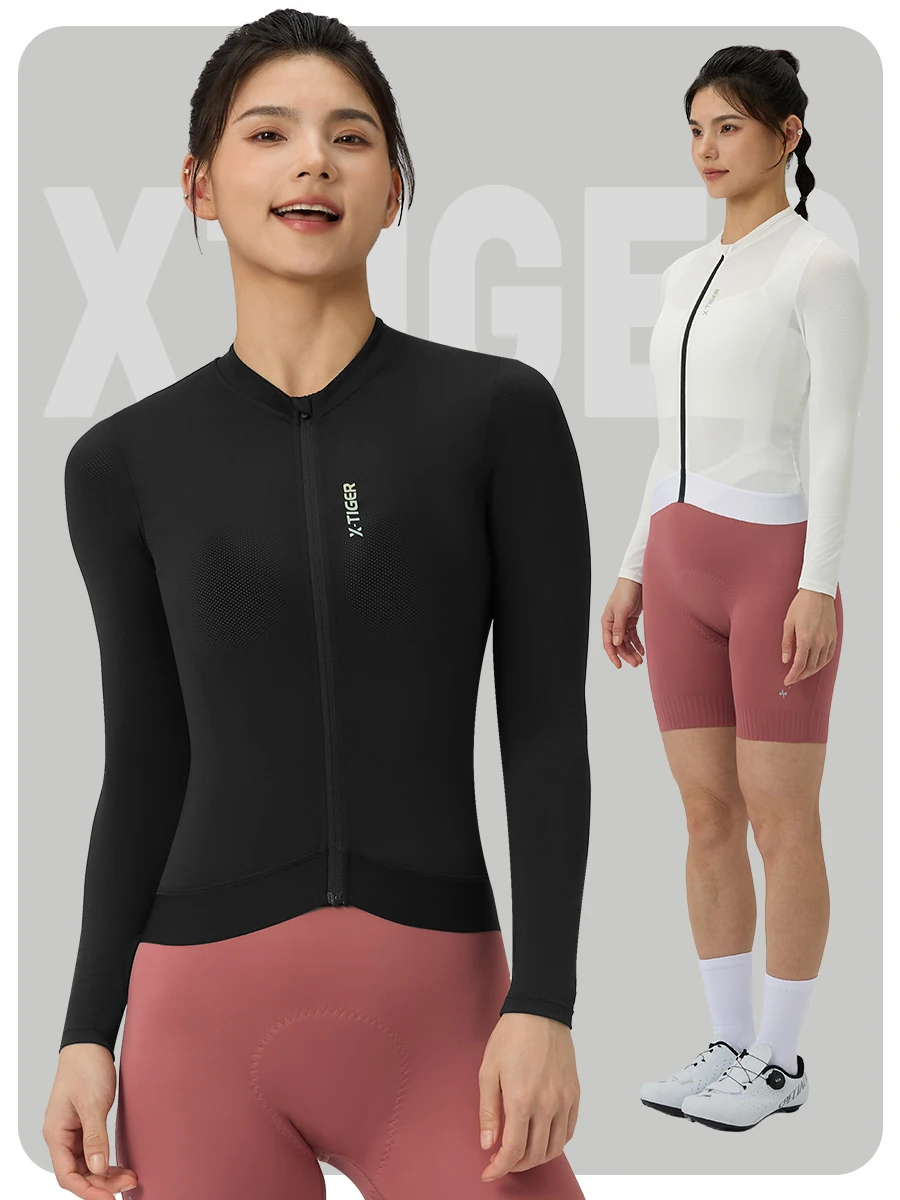 X-TIGER Women's Cycling Jersey Road Bike Jersey UV Protective Long Sleeve MTB Cycling Clothing Breathable